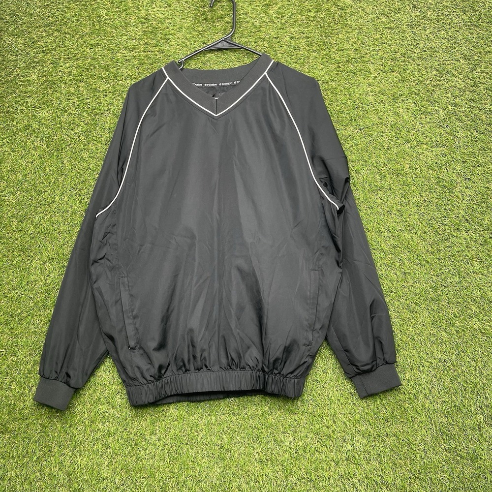 FootJoy Jacket Mens Small Black Pullover Golf Long Sleeve Windbreaker V Neck